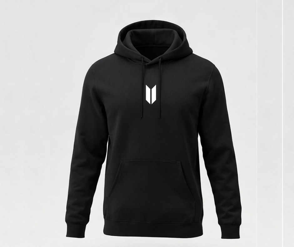 Vortical Black Hoodie | Cotton Fleece Hoodie